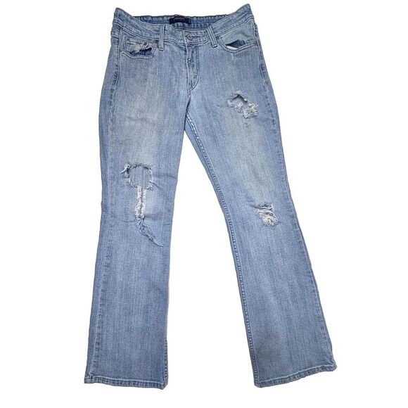 VTG Levis 518 Superlow Bootcut Y2K Jeans Womens 31X31 Distressed Stretch Flare - Picture 1 of 10
